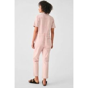 Faherty Blythe womens jumpsuit organic cotton short sleeve in peach whip